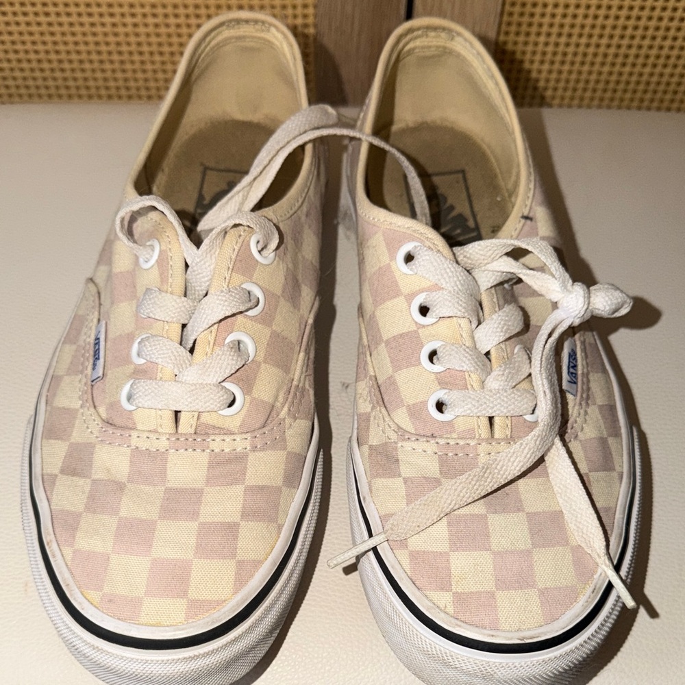 Vans Checkerboard Low-Top Sneakers in Pink & Cream